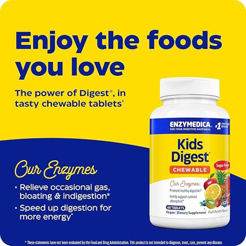 Enzymedica Kids Digest Chewable Digestive Enzymes, 60 Tablets