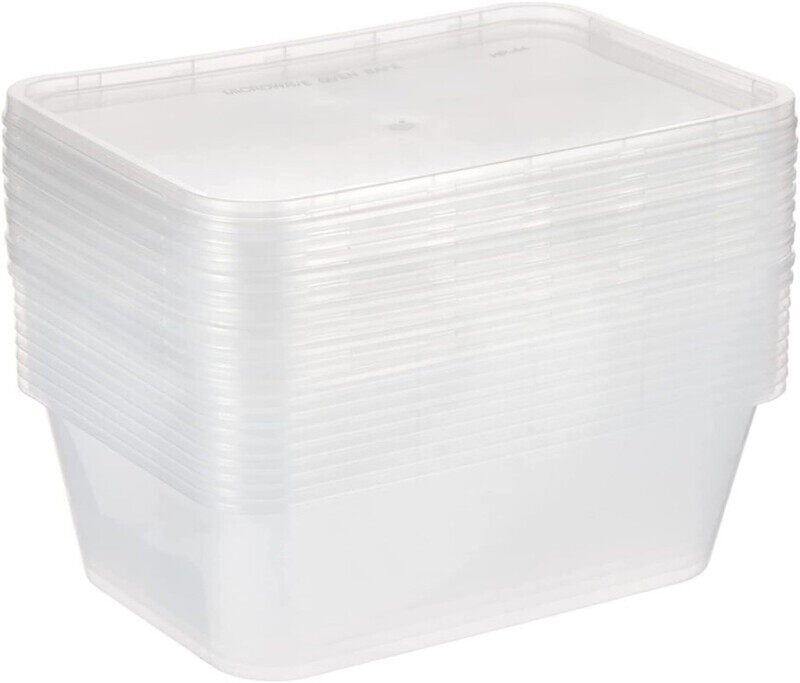 

Generic 1500 ML CLEAR RECTANGLE MICROWAVE CONTAINERS WITH LIDS, 50 PCS