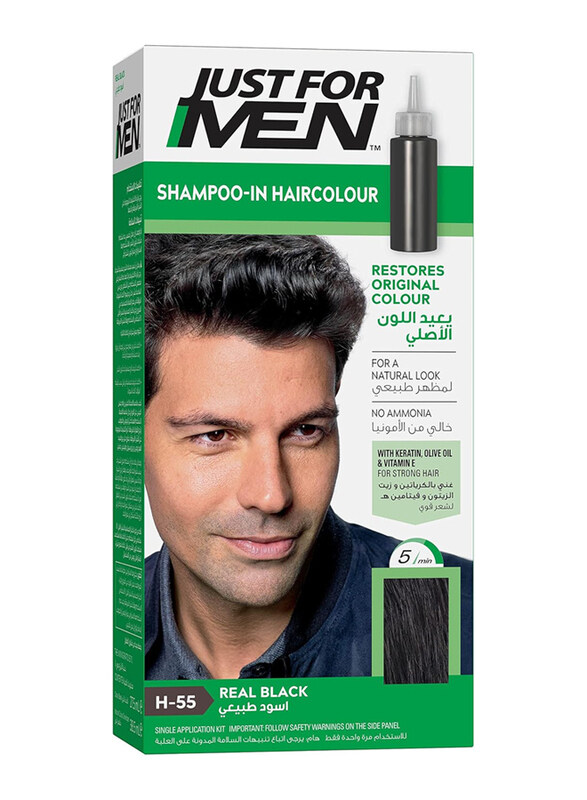 

Just For Men Shampoo-In Hair Colour, One Size, H-55 Real Black