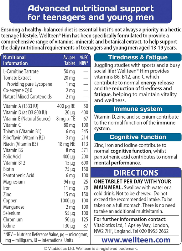 Vitabiotics Wellteen Him, 30 Tablets