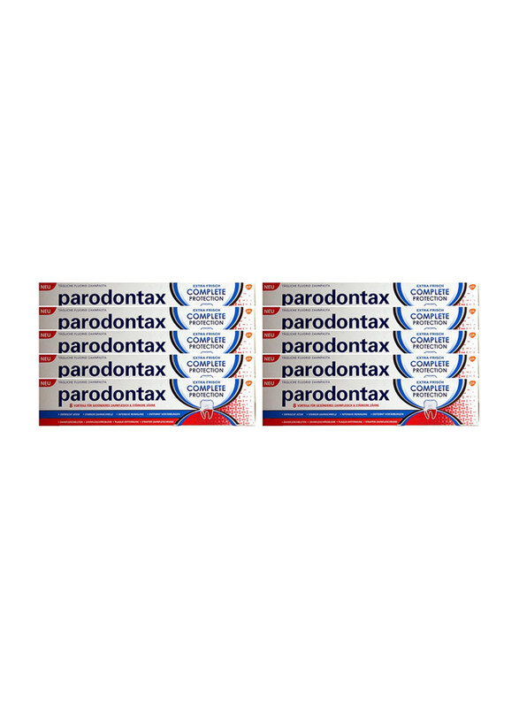 

Parodontax Extra Frisch Complete Protection Fluoride Toothpaste with 8 Benefits, 10 Pieces x 75ml