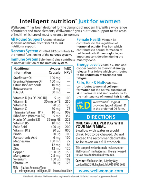 Vitabiotics Wellwoman Original Dietary Supplement, 30 Capsules