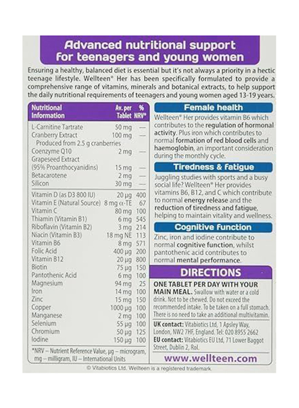 Vitabiotics Wellteen Her, 30 Tablets