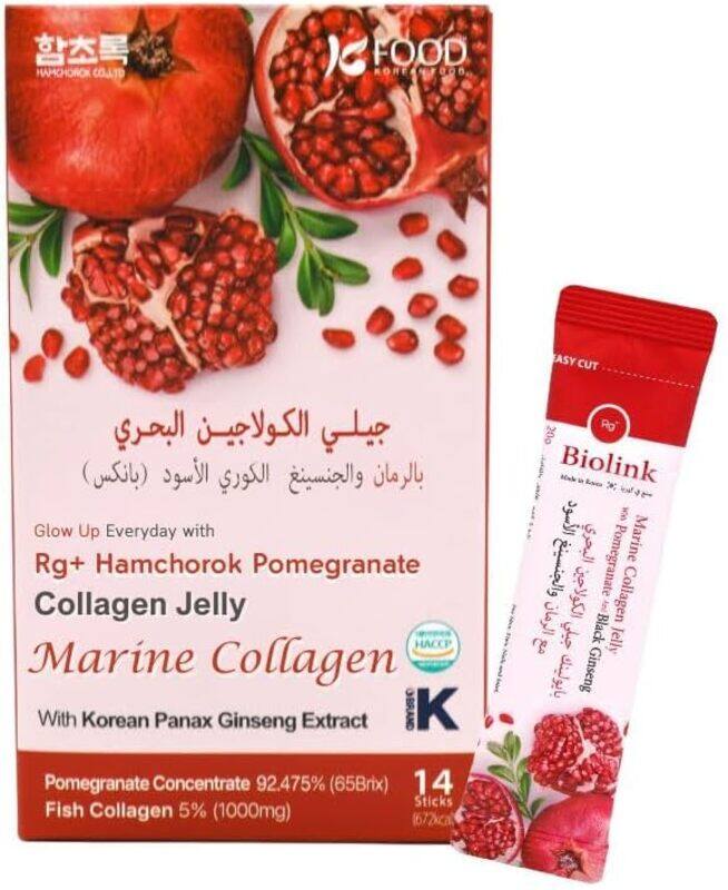 

HAMCHOROK Korean Marine Collagen Jelly Stick for Beauty and Vitality , 20g (14 Sachets) , With Black Ginseng, Pomegranate Tamarind Flavor