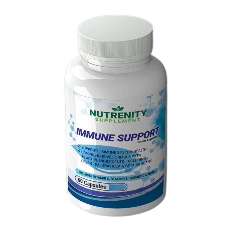 

Nutrenity Immune Support, 60 Capsules, Comprehensive Formula with 25 Ingredients Including Green Tea, Graviola, and Beta Glucans