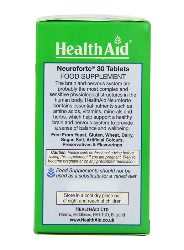 Health Aid NeuroForte Amino Acid & B Vitamin Complex, 30 Tablets