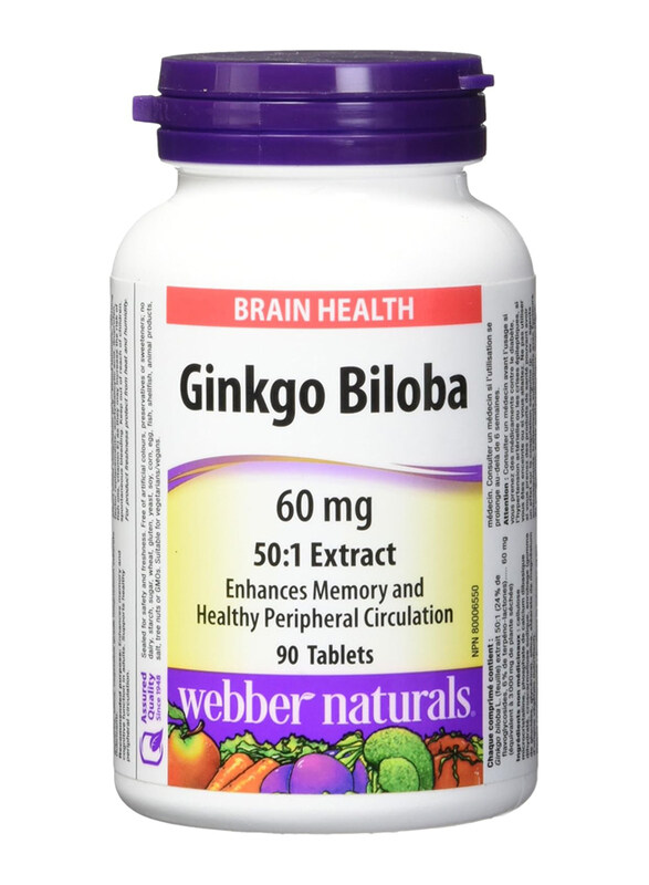 

Webber Naturals Ginkgo Biloba Extra Strength Softgels Tablets, 60mg, 90 Tablets