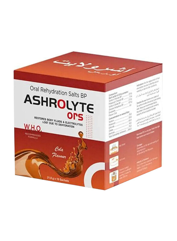 

Ashrolyte Oral Small Rehydration Salts BP Cola Ors, 10 x 21.8gm