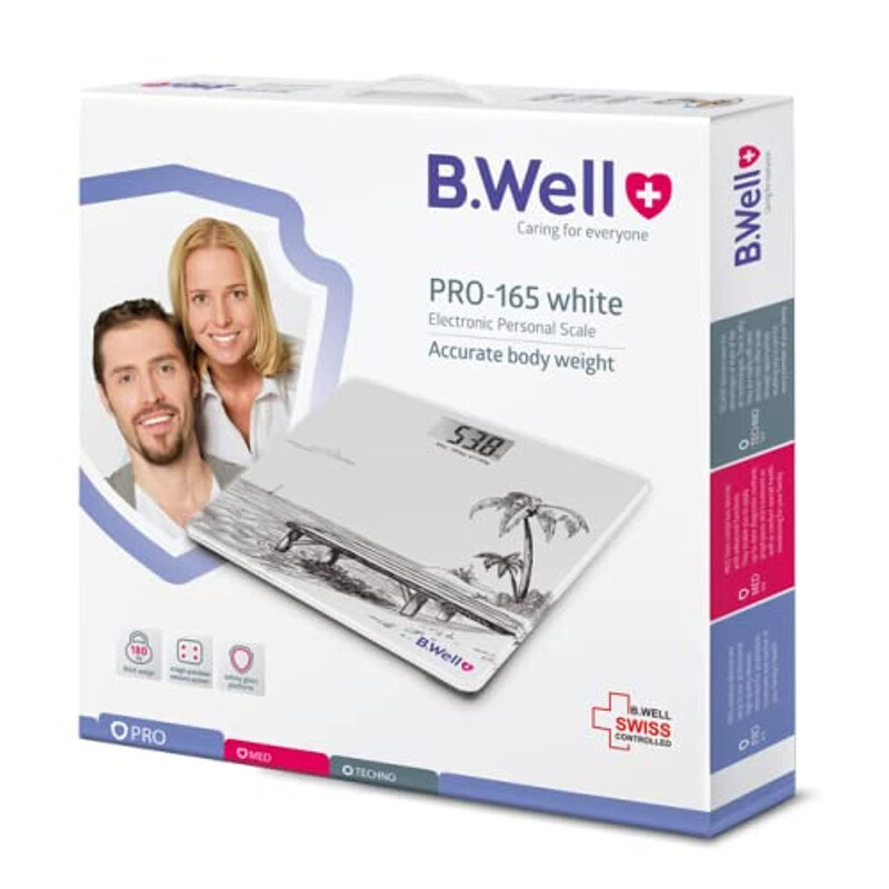 

B.Well Electronic Personal Weighing Scale, PRO-165, White