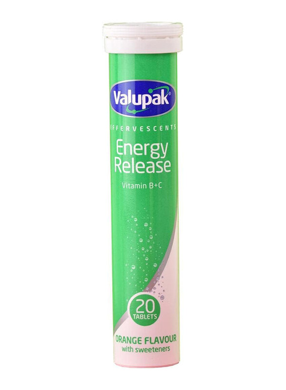 

Valupak Energy Release Vitamin C + B Complex Effervescent, 20 Tablets