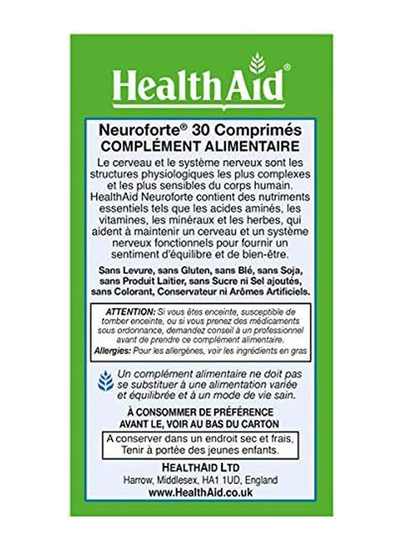 Health Aid NeuroForte Amino Acid & B Vitamin Complex, 30 Tablets