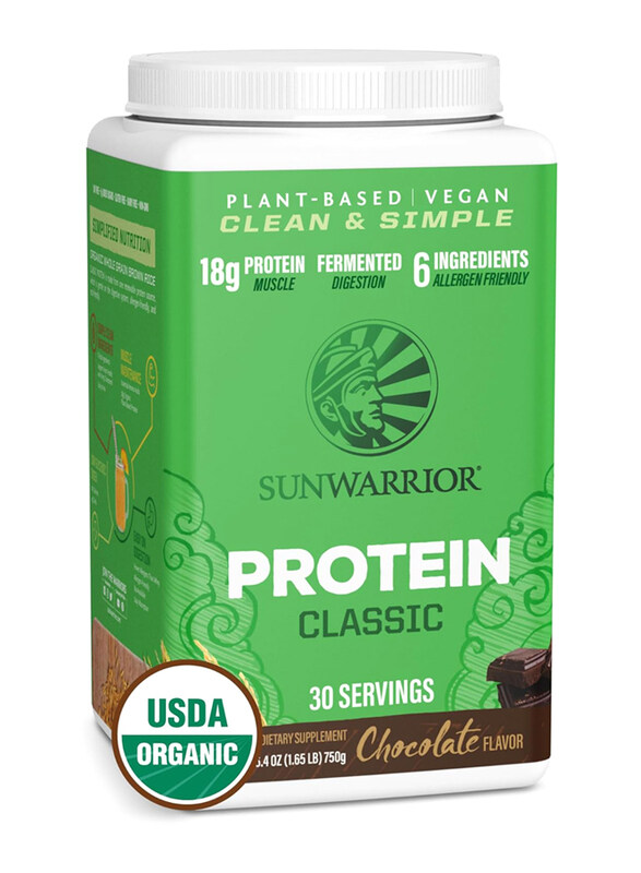 

Sunwarrior Classic Clean & Simple Plant-Based Vegan Organic Protein Powder, 750g, Chocolate