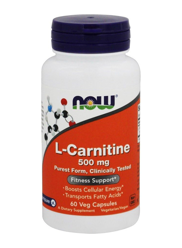 Now L-Carnitine Dietary Supplement, 500mg, 60 Vegetarian Capsules