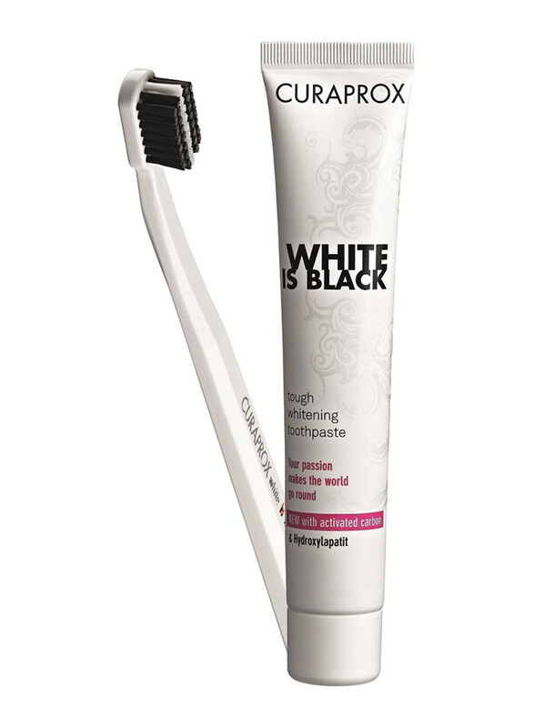 

Curaprox White Is Black Charcoal Whitening Toothpaste with Curaprox Cs 5460 Curen Filaments, Set