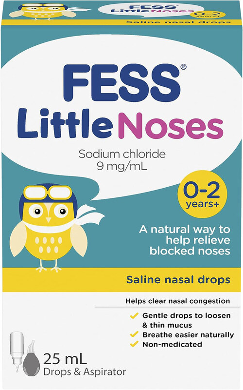 

Fess Little Noses Saline Drops + Aspirator Blocked Sinus Decongestant, 25ml