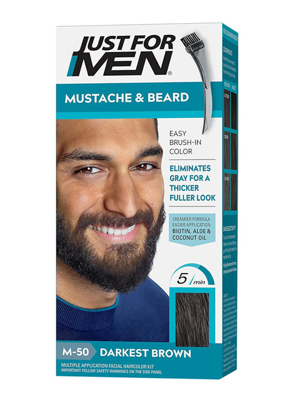 

Just For Men Moustache & Beard Easy Brush-In Hair Colour, One Size, M-50 Darkest Brown