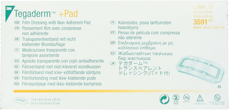 

Tegaderm + Pad 8.9cm X 25.4cm Trans with ABS Pad, 25 Pieces, White
