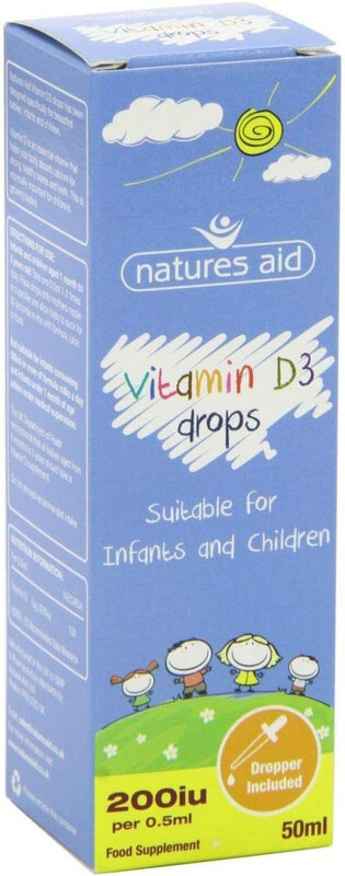 

Natures Aid Vitamin D3 Drops for Infants & Children 200IU, 50ml