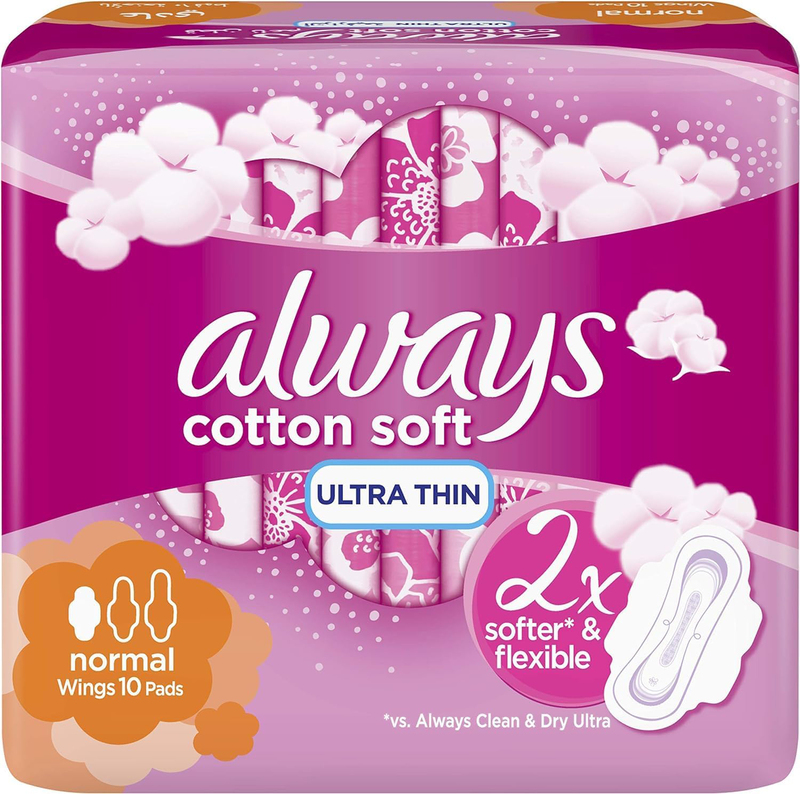 

Always Cotton Soft Ultra Thin Normal Sanitary Pads with Wings, 10 Piece