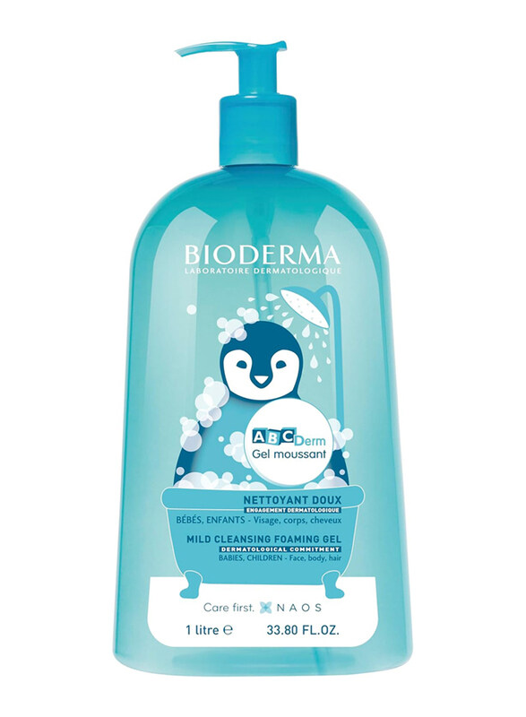 

Bioderma 1 Litter Abcderm Baby Wash Gentle Cleanser Foaming Gel, Blue