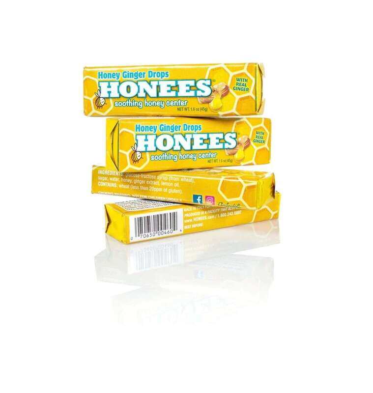 

HONEES Honey Ginger Drops Bars , Soothing Honey & Ginger Candy , 45g 4 pack