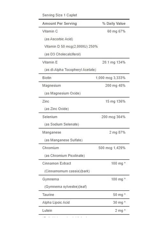 Puritan's Pride High Potency Diabetic Support Formula, 60 Caplets