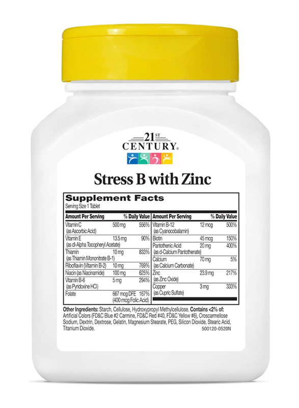 21St Century, Stress B, with Zinc, Energy & Immune Support, 66 Tablets