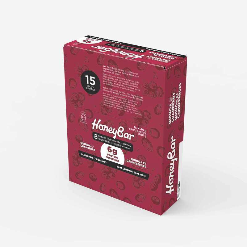 

Honeybar Quinoa and Cranberry Snack , 6g Protein, Gluten Free, Low Sodium, Vegetarian , 15 Nutritious Bars for Energy and Wellness