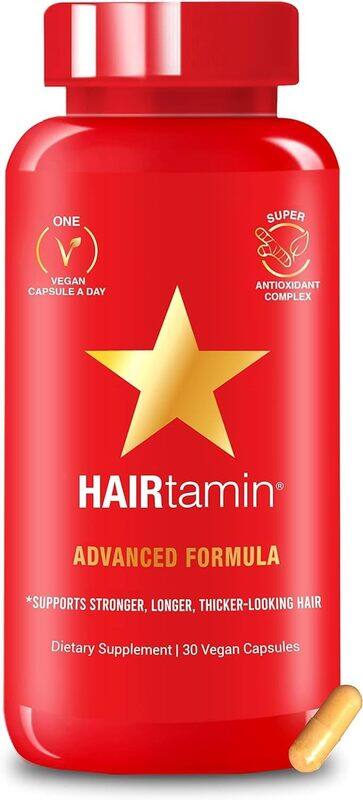 

HAIRTAMIN Advanced Hair Growth Vitamins , Supports Stronger, Thicker Hair , 30 Capsules