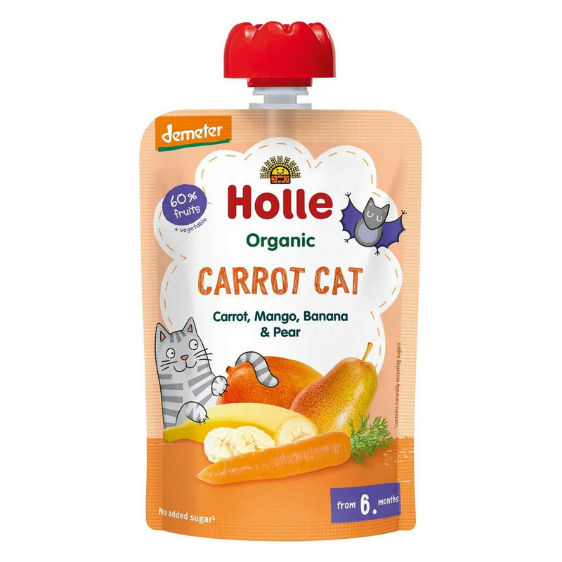 

Holle Organic Carrot Cat Carrot Mango Banana & Pear Pouch (6+ Months) 90g