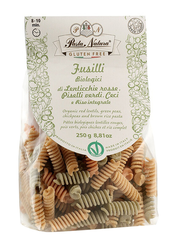 

Pasta Natura Tricolor Red Lentil, Gree Pea & Chickpea Pasta (Fusilli), 250g