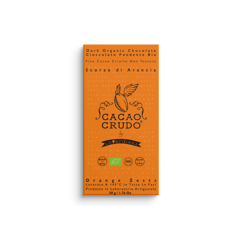 

Cacao Crudo Organic Peruvian 77% Dark Chocolate Slab with Orange Zest, 50g