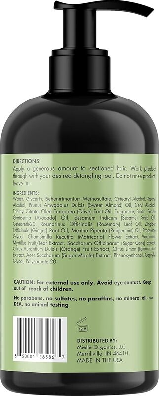 Mielle Organics Rosemary Mint Strengthening Leave-In Conditioner, Supports Hair Strength, Smooth Conditioner for Dry and Crinkled Hair, Weightless Hair Treatment