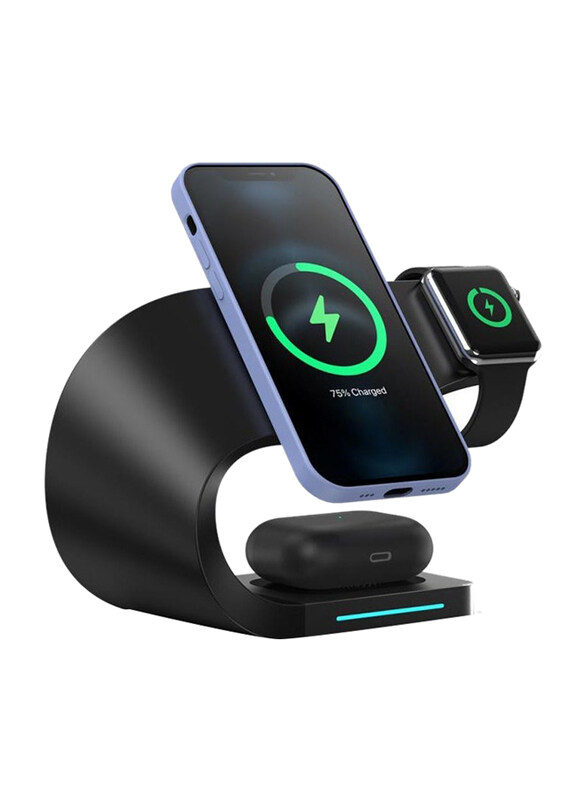 

Arabian Gear 15W Fast Charging 4-in-1 Wireless Charger Stand, Black