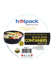 Hotpack 5-Piece Plastic Base Round Container Set, 16oz, Black