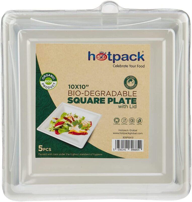 

Hotpack 5-Piece 10 x 10" Biodegradable Square Plate with Lid, White