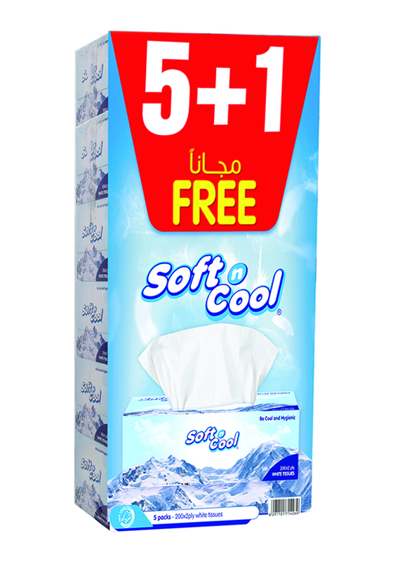 

Soft N Cool Facial Tissue, 6 Boxes x 200 Sheets x 2 Ply