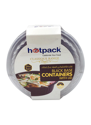 Hotpack 5-Piece Plastic Base Microwave Round Container Set, 24oz, Black