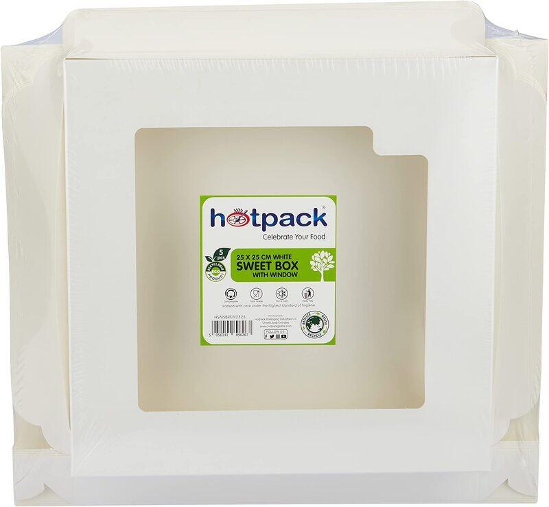 

Hotpack Sweet Box Coated with Window, 25 x 25cm, 5-Piece, White