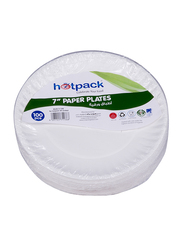 Hotpack 7-inch 100-Piece Paper Round Plate Set, PP9, White
