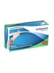 Hotpack Powder Free Vinyl Disposable Examination Gloves, Small, 100 Pieces