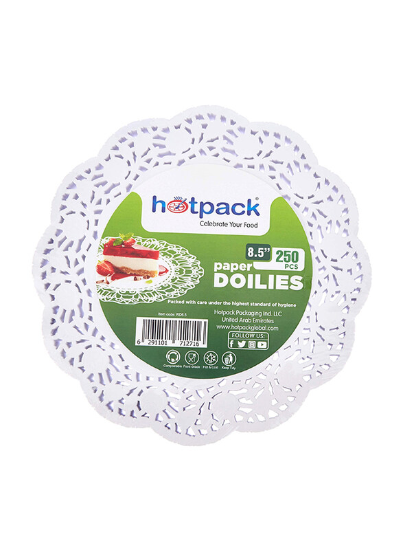 

Hotpack 8.5-inch Round White Doilies 250 Pieces, White