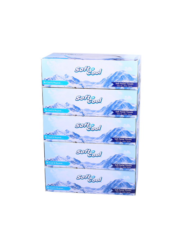 Hotpack Soft N Cool Facial Tissue, 5 Boxes x 150 Sheets