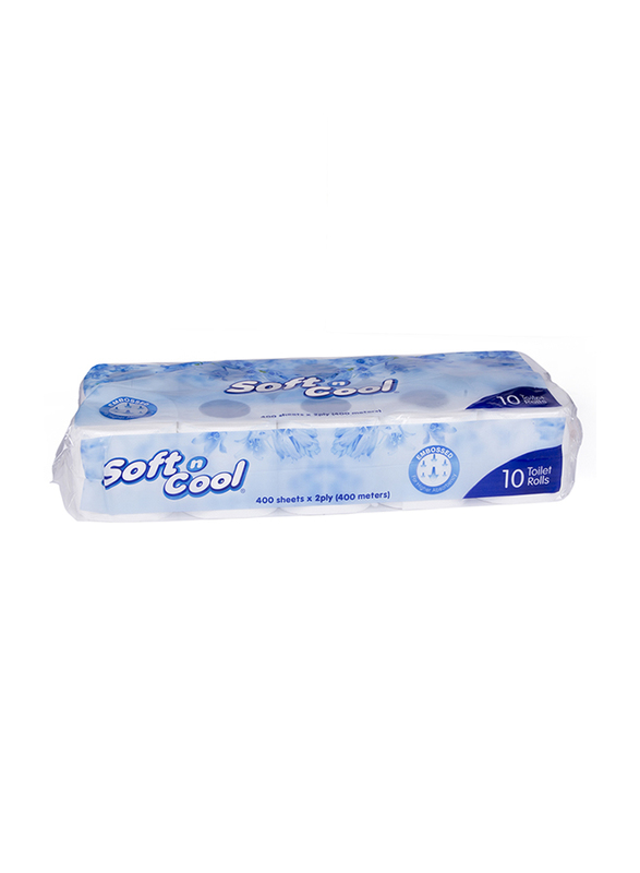 Hotpack Soft N Cool Toilet Tissue, 10 Rolls x 400 Sheets