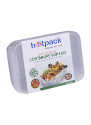 Hotpack 5-Piece Plastic Microwave Rectangle Food Storage Container Set with Lid, 500cc, Clear