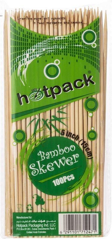 

Hotpack 100-Piece 6-inch Bamboo Skewer, Brown