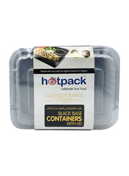 Hotpack 5-Piece Plastic Base Microwave Rectangular Container Set, 28oz, Black