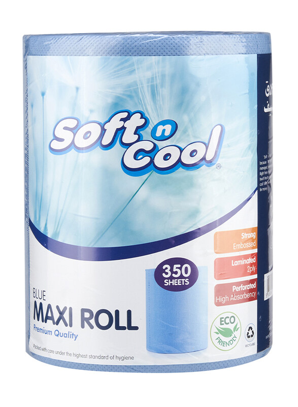 

Hotpack Soft N Cool Embossed Perforated Paper Maxi Roll, 350 Sheet