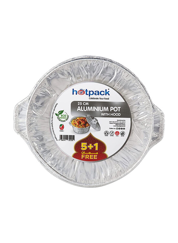 

Hotpack Aluminium Pot, 25cm, 5+1 Free, 1 Liters, Silver