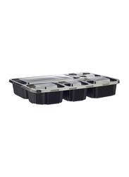Hotpack 5-Piece Plastic Base Rectangular Container, 58oz, Black